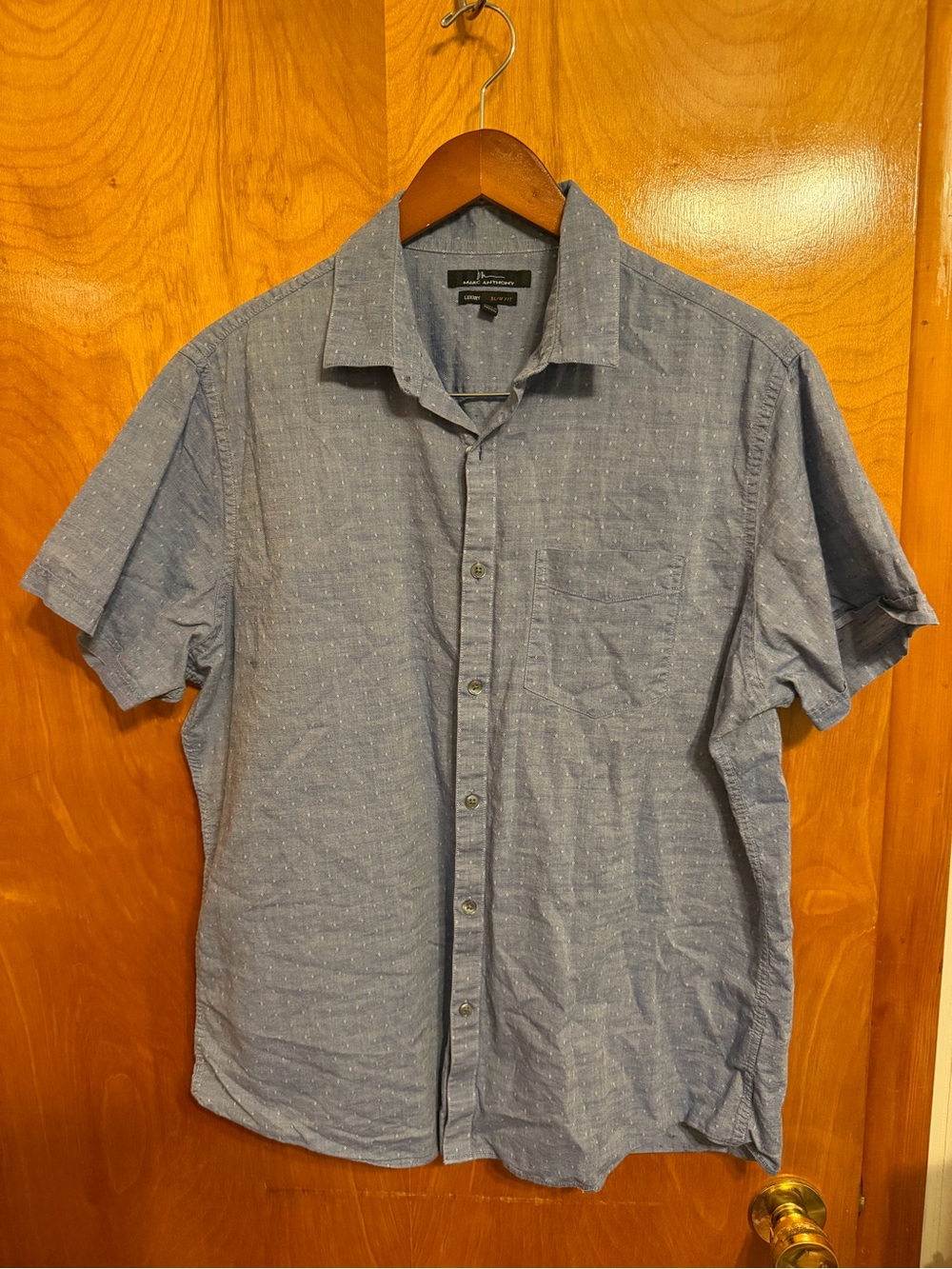 Marc Anthony Light Blue Short-Sleeve Button-Down Shirt